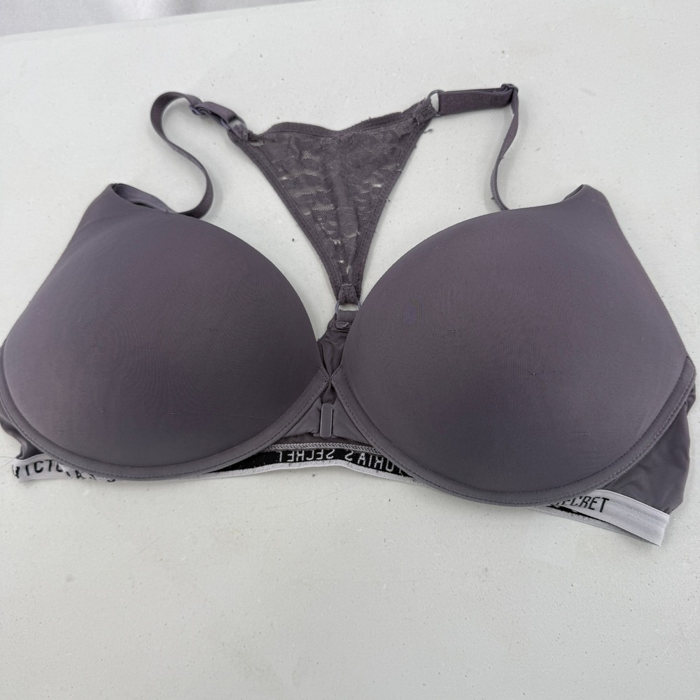 Victoria's Secret T-Shirt Push-Up Bra Womens 38C Purple Wireless Front Close
